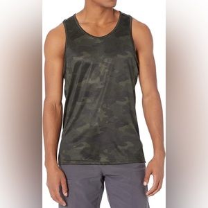 Amazon Essentials Top choice Men's Tech Stretch Tank Olive Green & Black Large